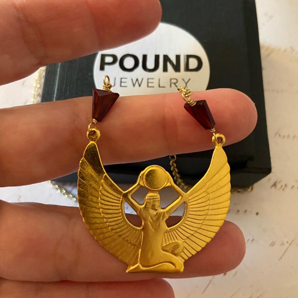 Pound Jewelry - Isis Pendant With Garnet Accents